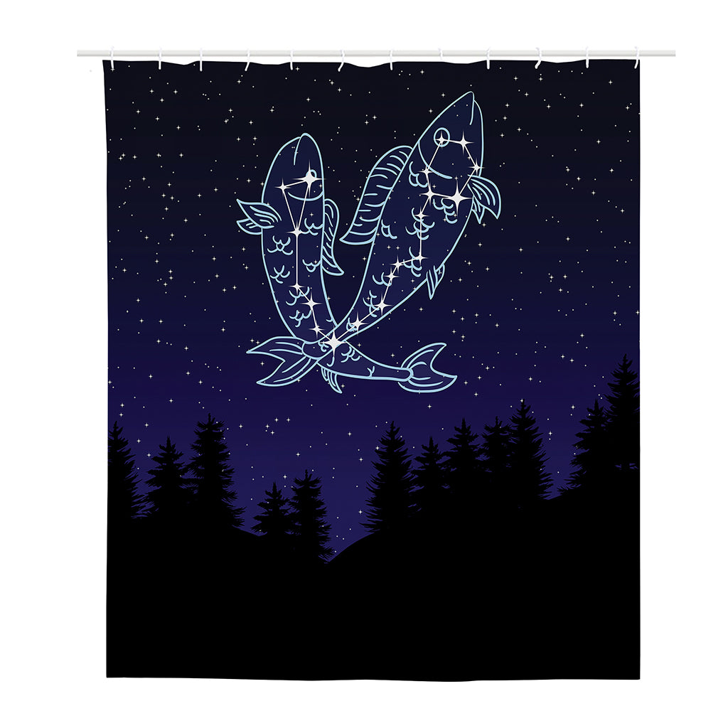 Pisces Constellation Print Polyester Shower Curtain