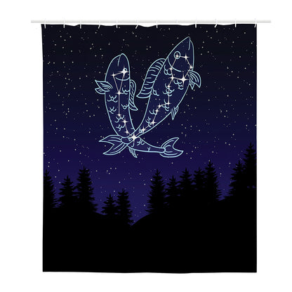 Pisces Constellation Print Polyester Shower Curtain