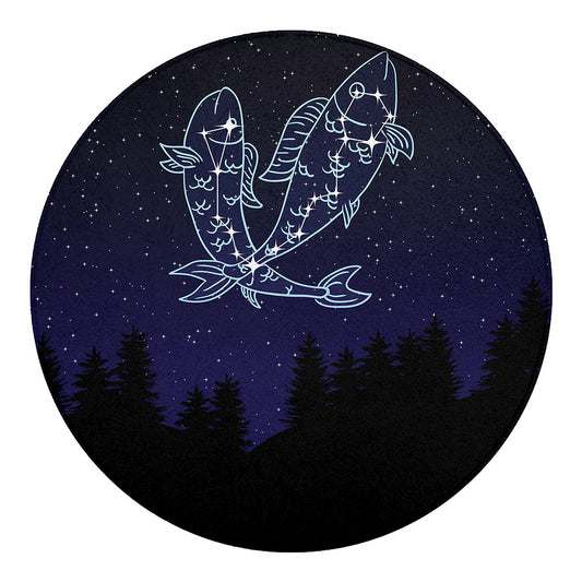 Pisces Constellation Print Round Blanket