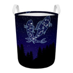 Pisces Constellation Print Round Laundry Basket