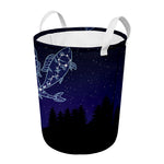 Pisces Constellation Print Round Laundry Basket