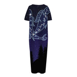 Pisces Constellation Print Short Sleeve Long Nightdress