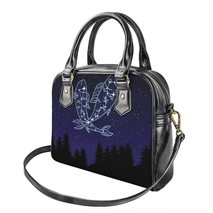 Pisces Constellation Print Shoulder Handbag