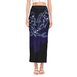 Pisces Constellation Print Side Slit Maxi Skirt