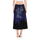 Pisces Constellation Print Side Slit Midi Skirt