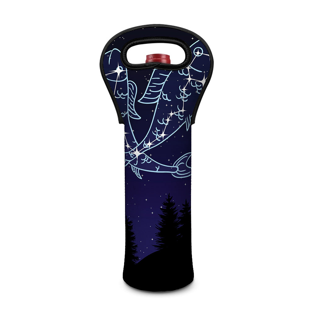 Pisces Constellation Print Single Neoprene Wine Tote