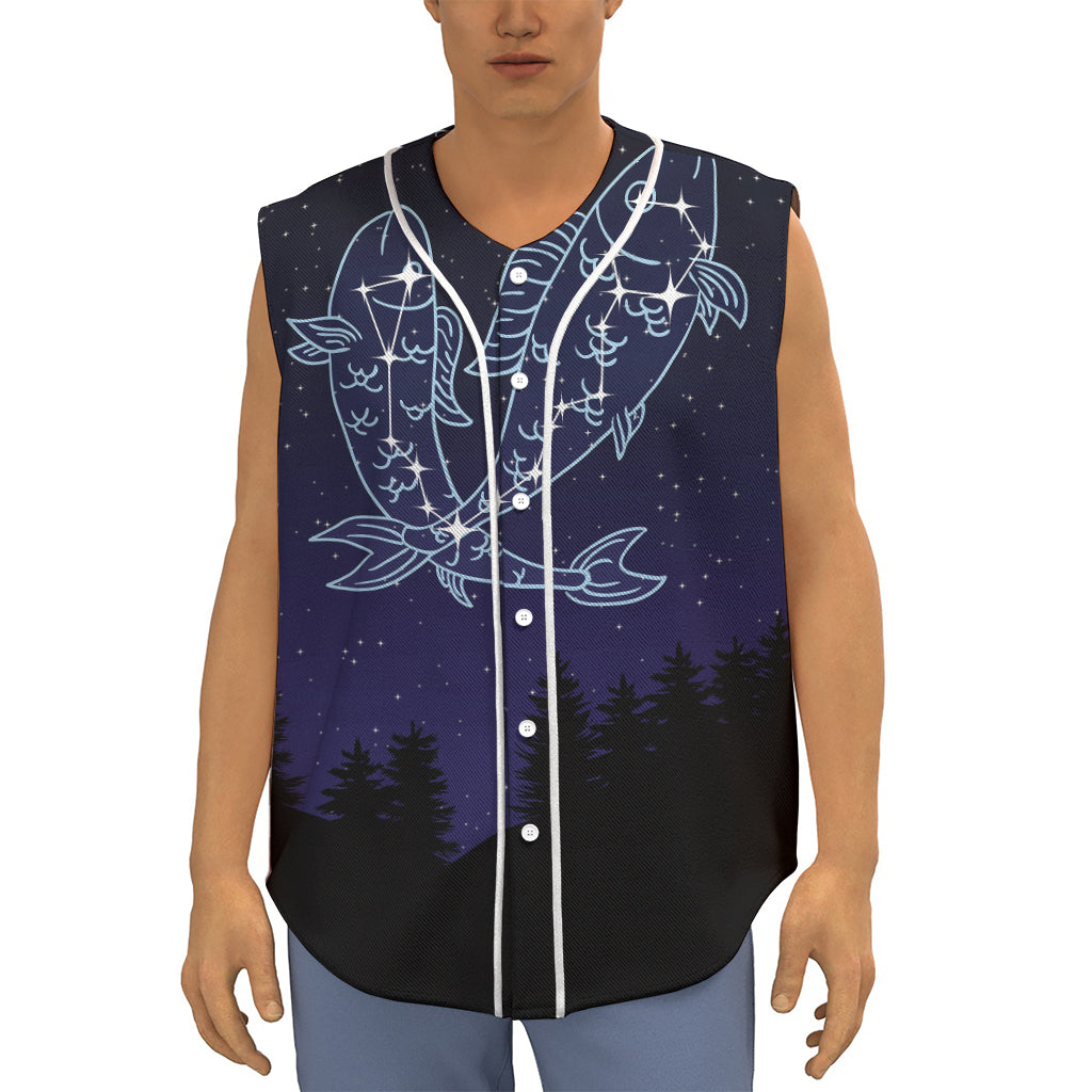 Pisces Constellation Print Sleeveless Baseball Jersey