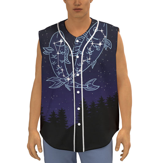 Pisces Constellation Print Sleeveless Baseball Jersey