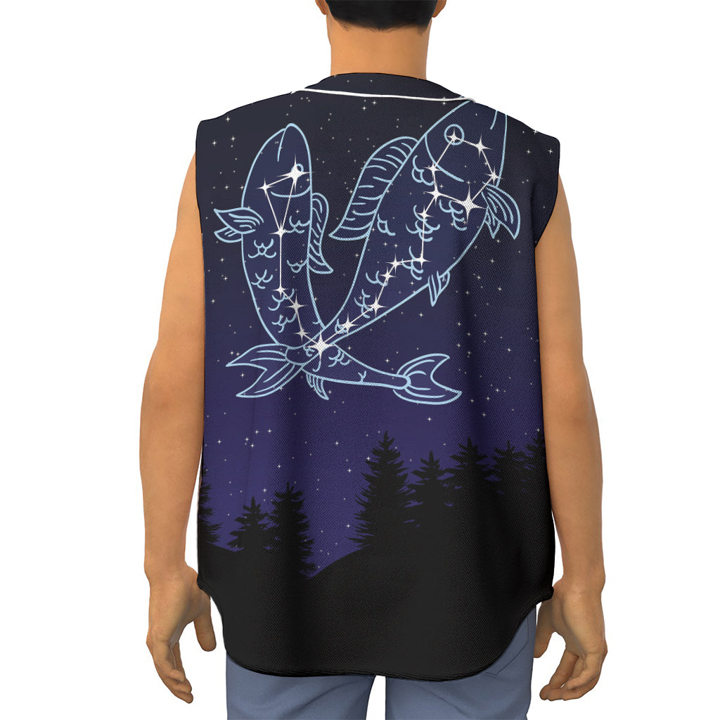 Pisces Constellation Print Sleeveless Baseball Jersey