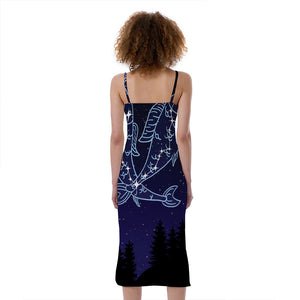 Pisces Constellation Print Slim Fit Midi Cami Dress