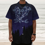Pisces Constellation Print Textured Short Sleeve Shirt