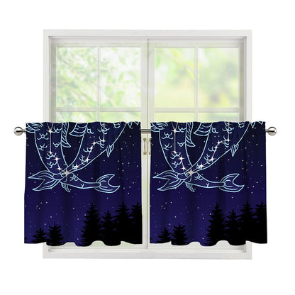 Pisces Constellation Print Tier Curtains