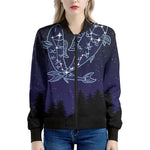 Pisces Constellation Print Women's Bomber Jacket