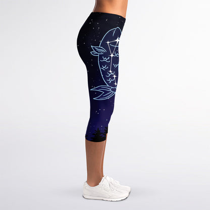 Pisces Constellation Print Women's Capri Leggings