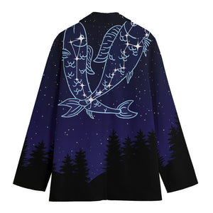 Pisces Constellation Print Women's Cotton Blazer