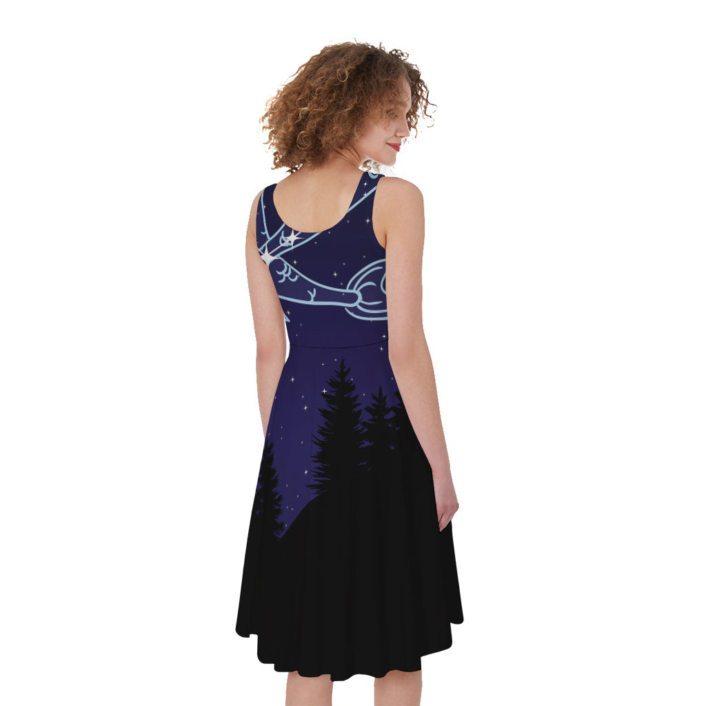 Pisces Constellation Print Women's Sleeveless Dress