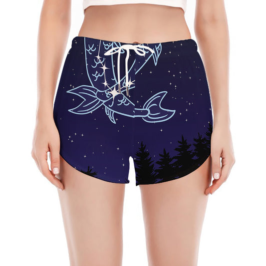Pisces Constellation Print Women's Split Running Shorts