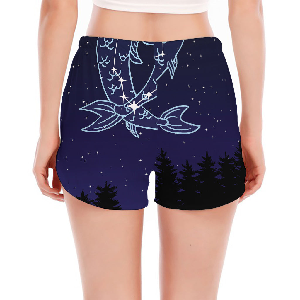 Pisces Constellation Print Women's Split Running Shorts