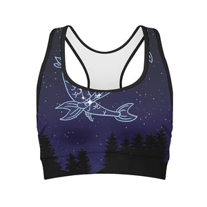 Pisces Constellation Print Women's Sports Bra