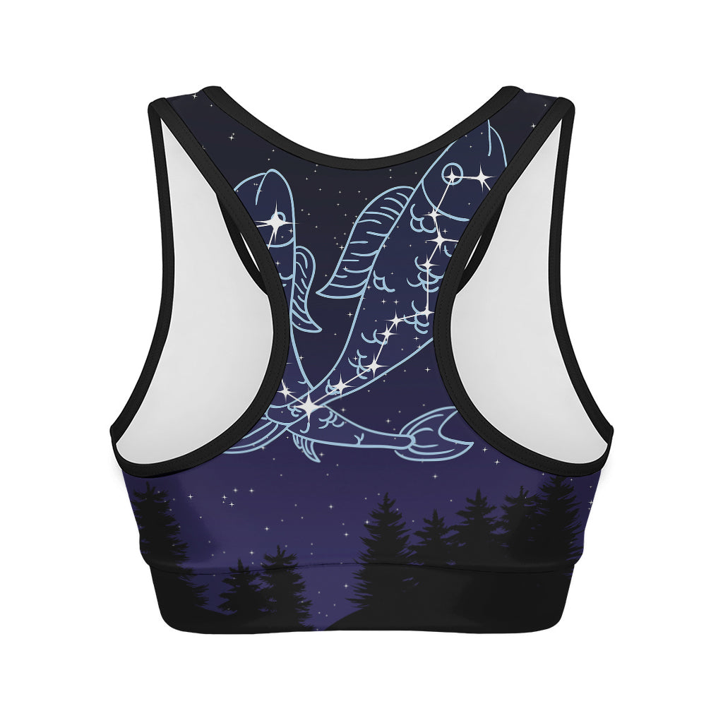 Pisces Constellation Print Women's Sports Bra