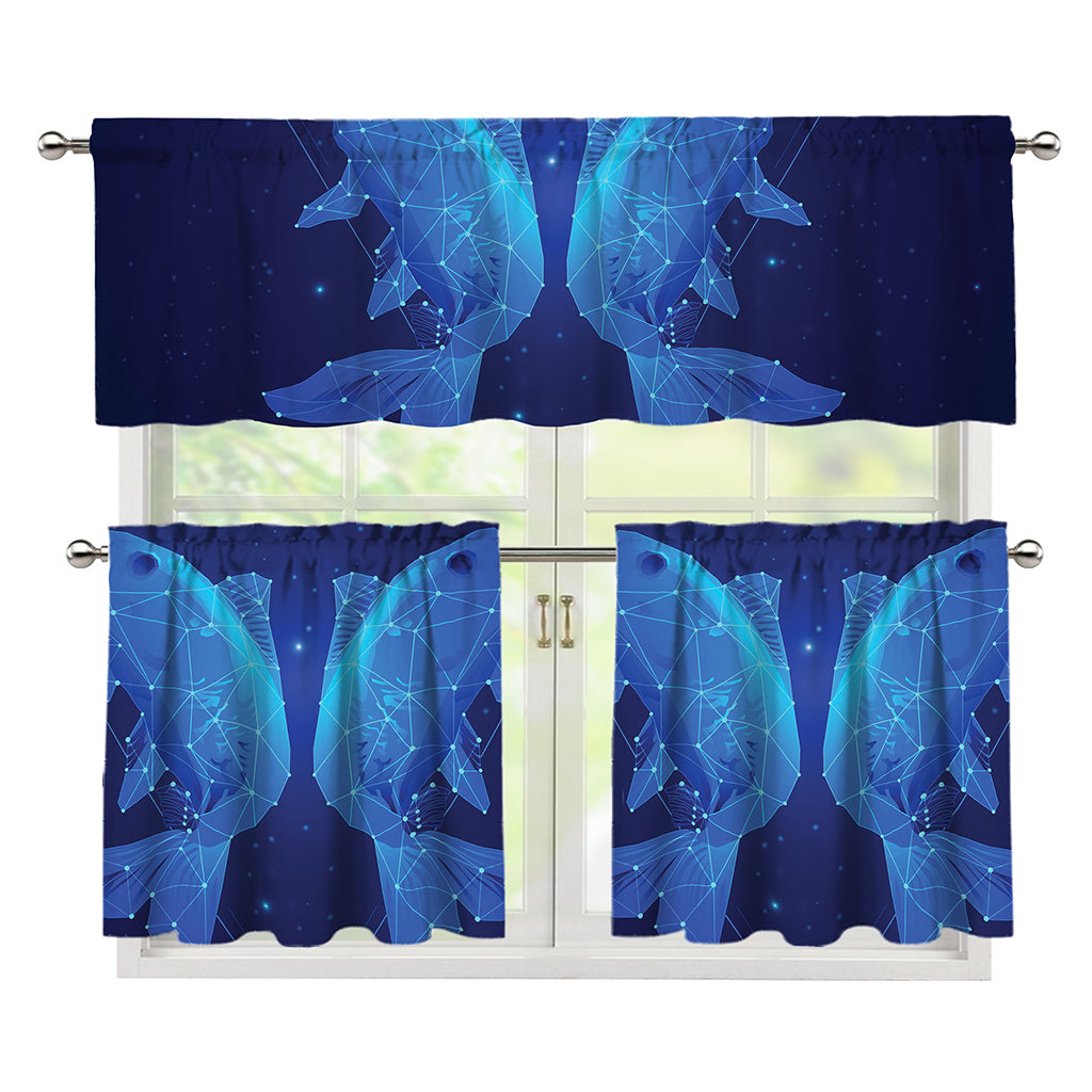 Pisces Horoscope Sign Print 3 Piece Kitchen Curtains