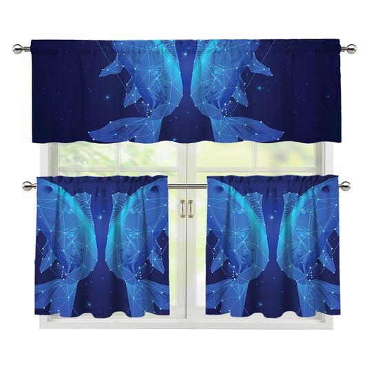 Pisces Horoscope Sign Print 3 Piece Kitchen Curtains