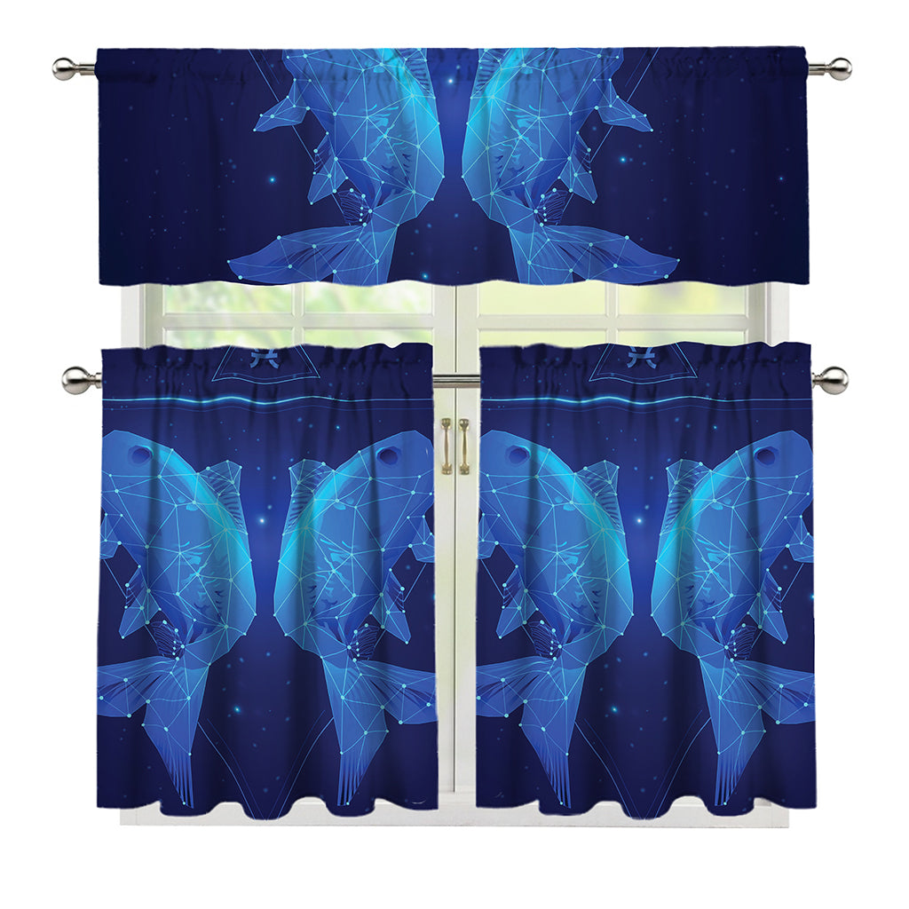 Pisces Horoscope Sign Print 3 Piece Kitchen Curtains