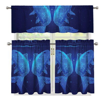 Pisces Horoscope Sign Print 3 Piece Kitchen Curtains