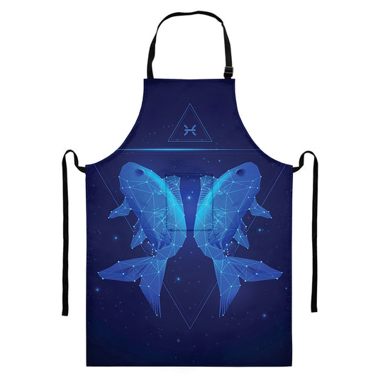 Pisces Horoscope Sign Print Bib Apron With Pocket