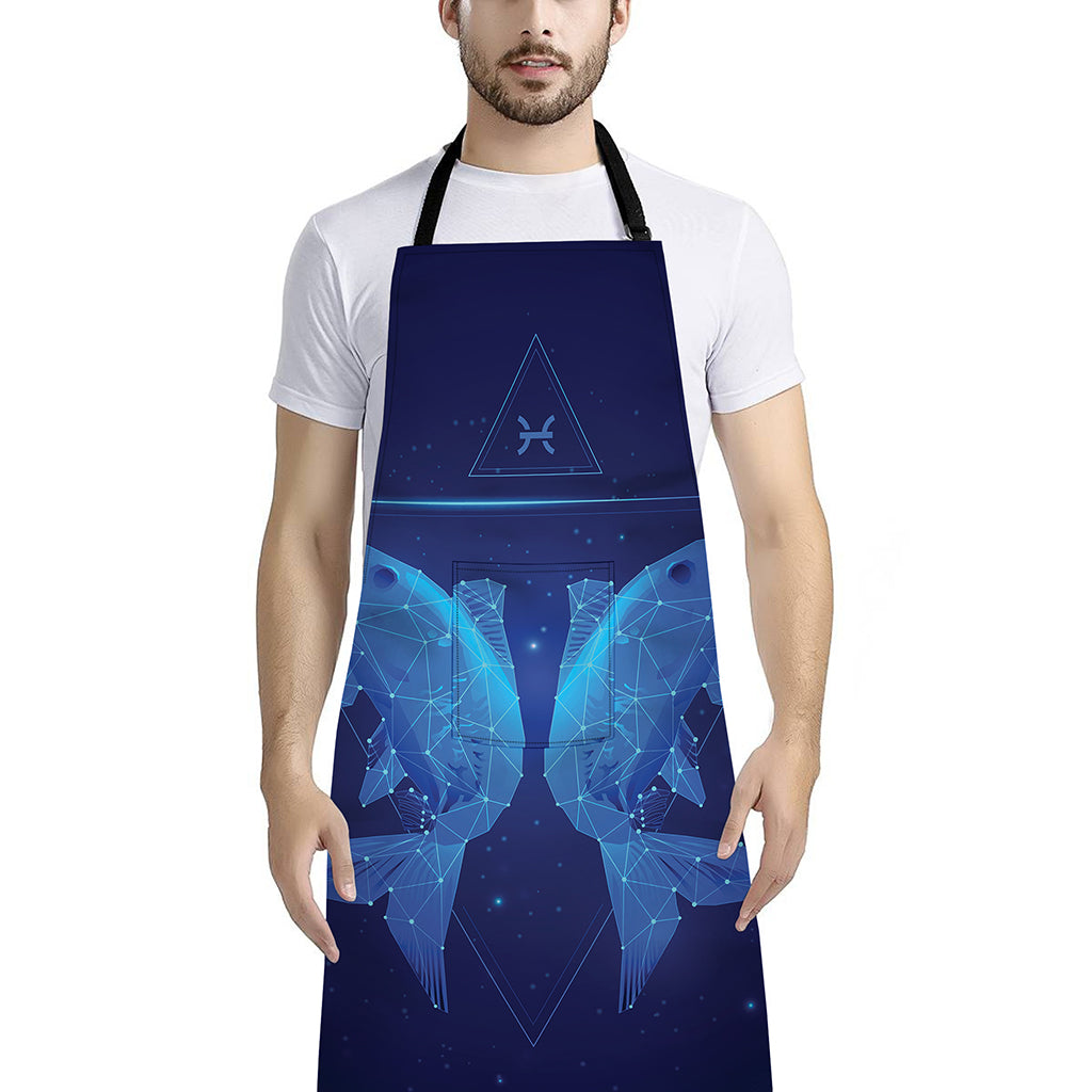 Pisces Horoscope Sign Print Bib Apron With Pocket