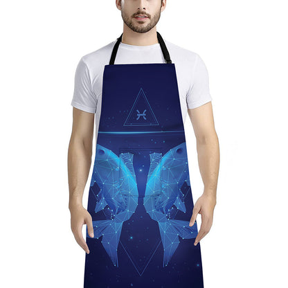 Pisces Horoscope Sign Print Bib Apron With Pocket