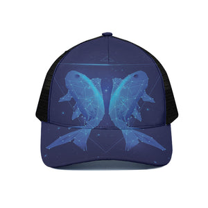 Pisces Horoscope Sign Print Black Mesh Trucker Cap