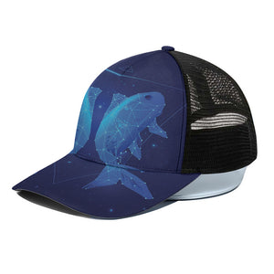 Pisces Horoscope Sign Print Black Mesh Trucker Cap