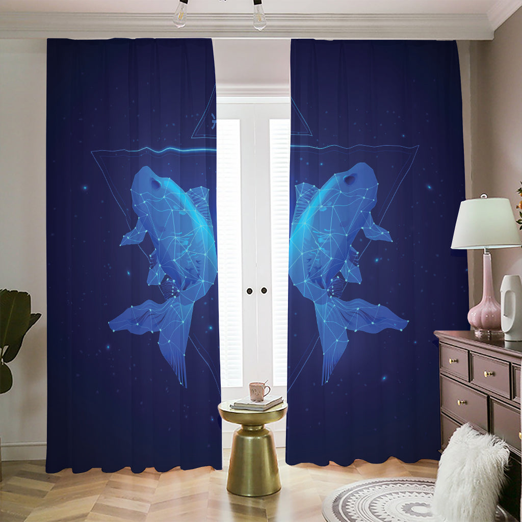 Pisces Horoscope Sign Print Blackout Pencil Pleat Curtains