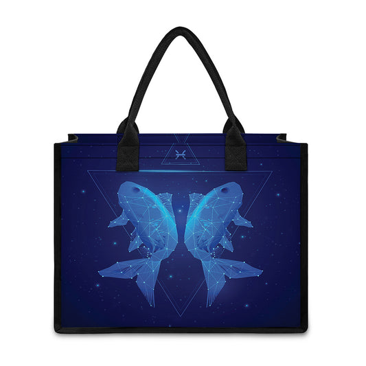 Pisces Horoscope Sign Print Canvas Tote Bag