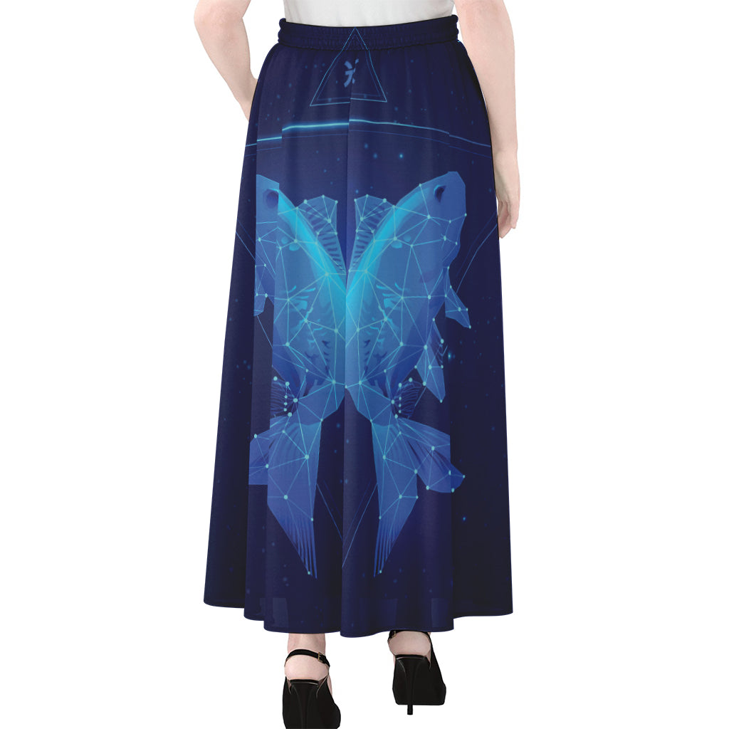 Pisces Horoscope Sign Print Chiffon Maxi Skirt