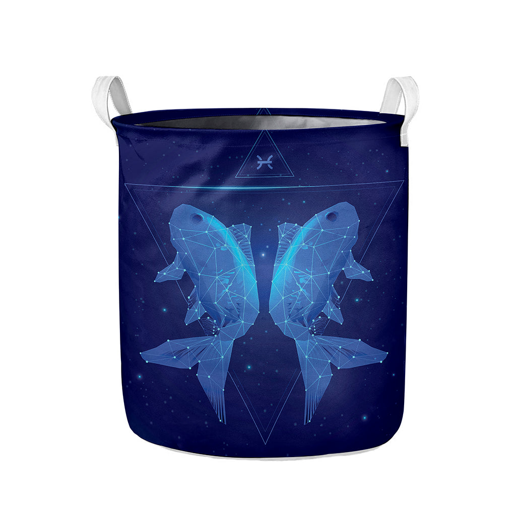 Pisces Horoscope Sign Print Collapsible Laundry Basket