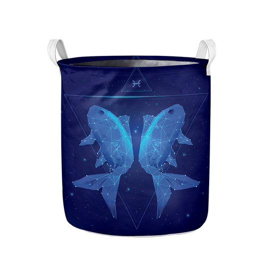 Pisces Horoscope Sign Print Collapsible Laundry Basket
