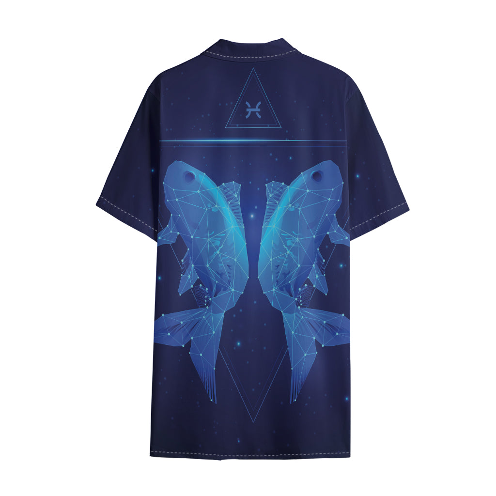 Pisces Horoscope Sign Print Cotton Hawaiian Shirt