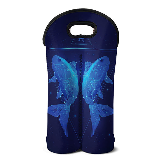 Pisces Horoscope Sign Print Double Neoprene Wine Tote