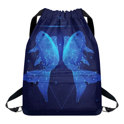 Pisces Horoscope Sign Print Drawstring Backpack