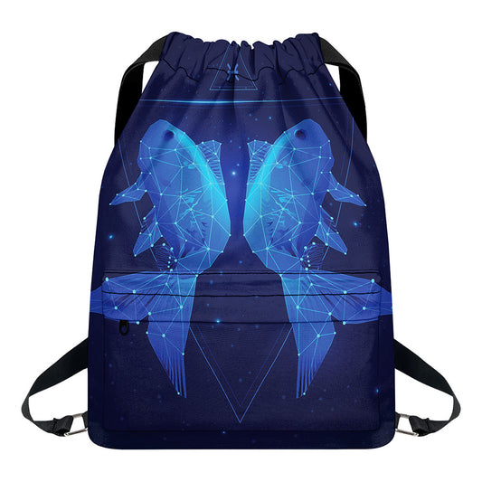 Pisces Horoscope Sign Print Drawstring Backpack