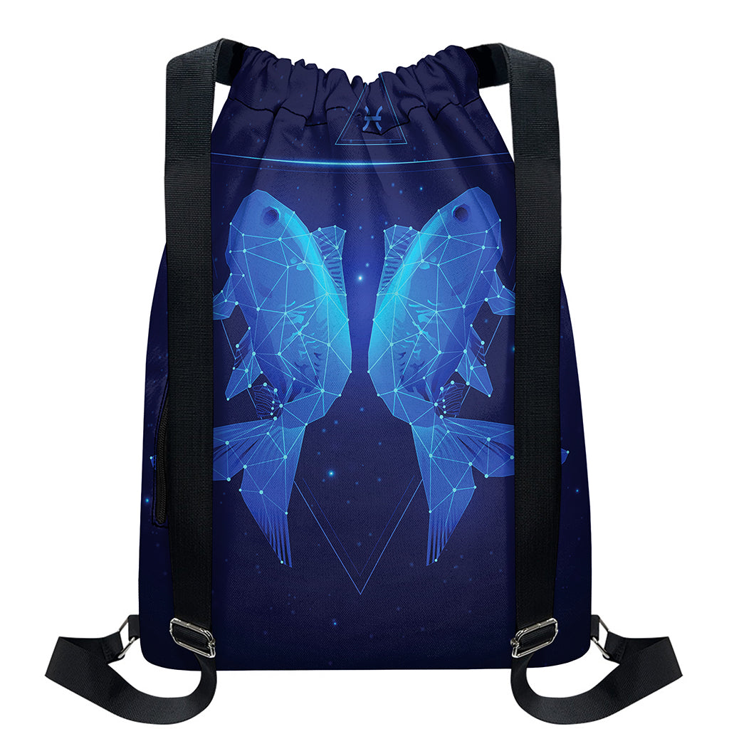 Pisces Horoscope Sign Print Drawstring Backpack