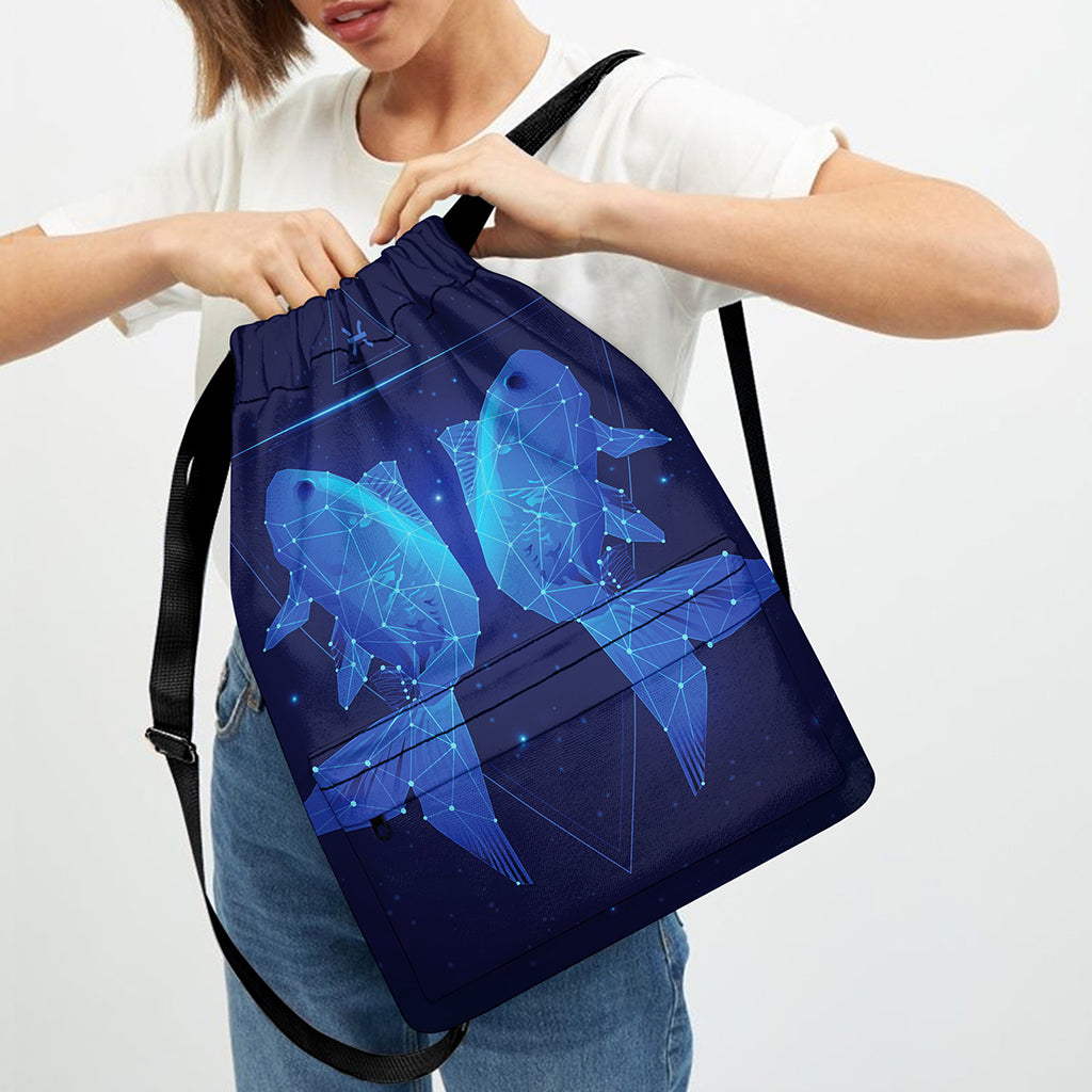 Pisces Horoscope Sign Print Drawstring Backpack