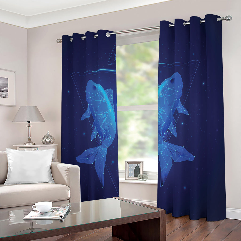 Pisces Horoscope Sign Print Extra Wide Grommet Curtains