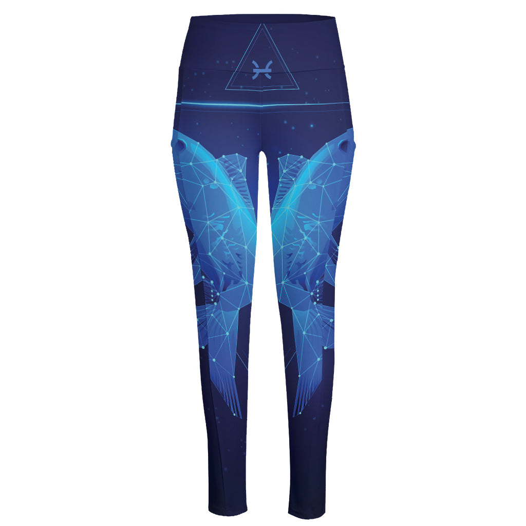 Pisces Horoscope Sign Print High-Waisted Pocket Leggings