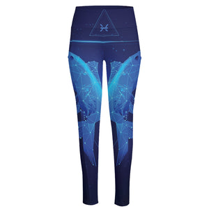 Pisces Horoscope Sign Print High-Waisted Pocket Leggings