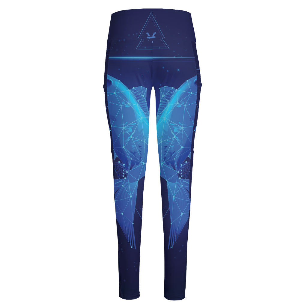 Pisces Horoscope Sign Print High-Waisted Pocket Leggings