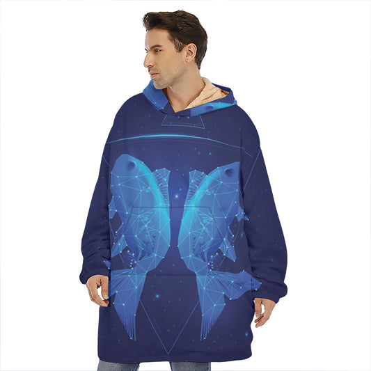Pisces Horoscope Sign Print Hoodie Blanket