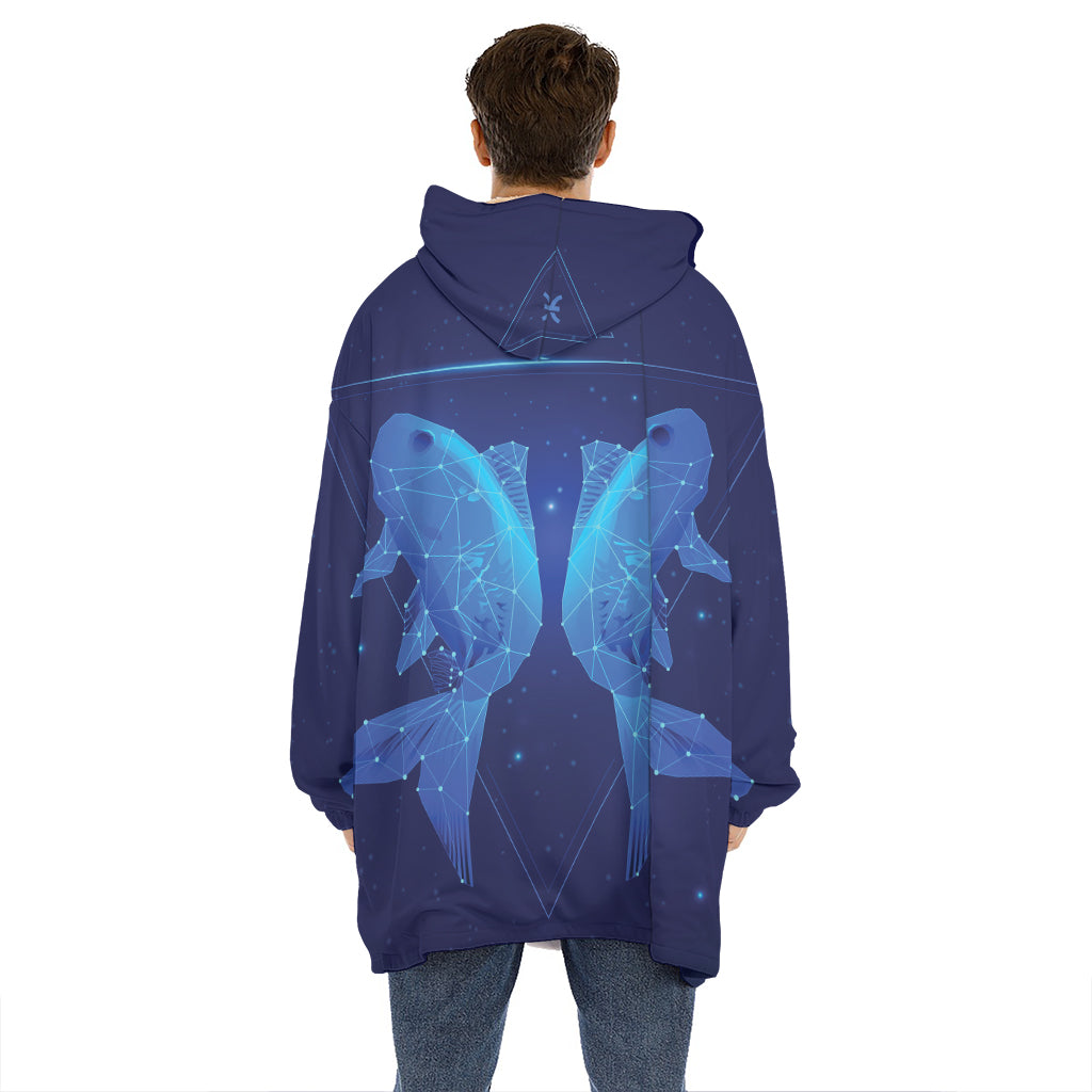 Pisces Horoscope Sign Print Hoodie Blanket